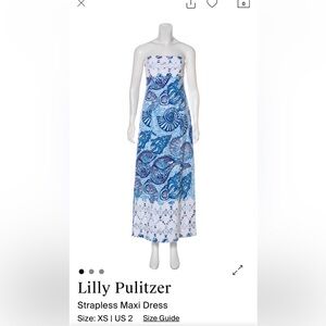 Lilly Pulitzer Strapless Dress in Blue and White size 2